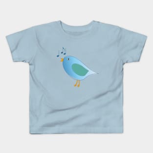 Blue Song Bird and Musical Notes Kids T-Shirt